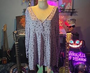 The Nines by HATCH Lavender Floral Blouse